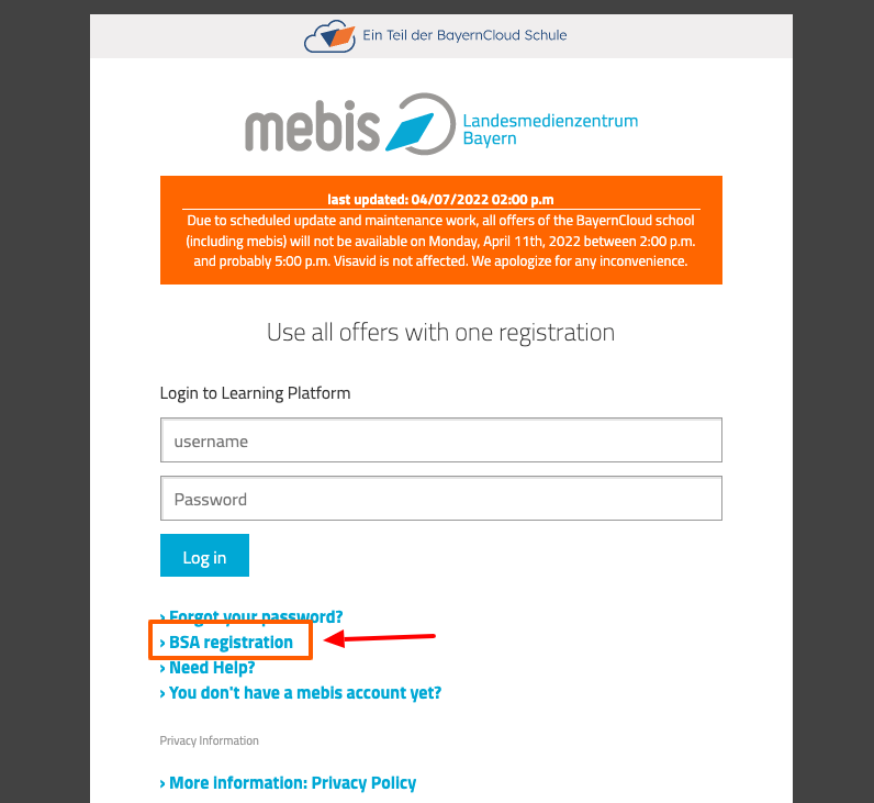 mebis registration